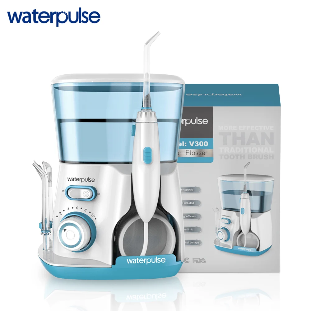 Waterpulse V300G blanqueador dental irrigador limpieza dental irrigation Oral riego 5 piezas consejos Dental agua Flosser agua Floss 800 ml higiene bucal hilo Dental agua hilo Dental irrigador oral electrico limpiador