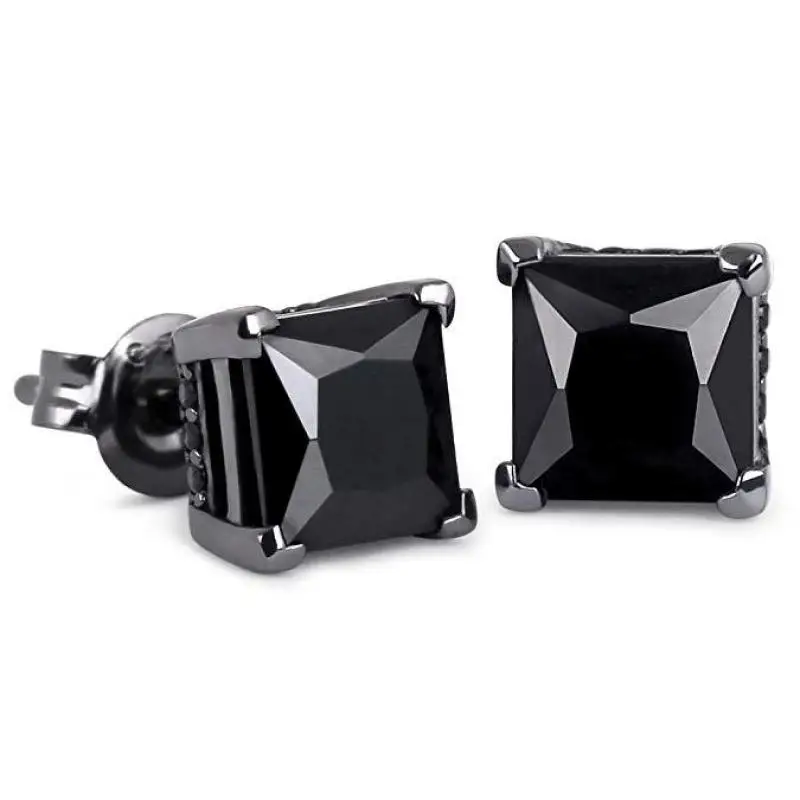 DNSCHIC S925 серьги-гвоздики, черные CZ серьги-гвоздики, гипоаллергенные серьги для мужчин и женщин, ювелирные изделия в стиле хип-хоп, серьги в стиле панк
