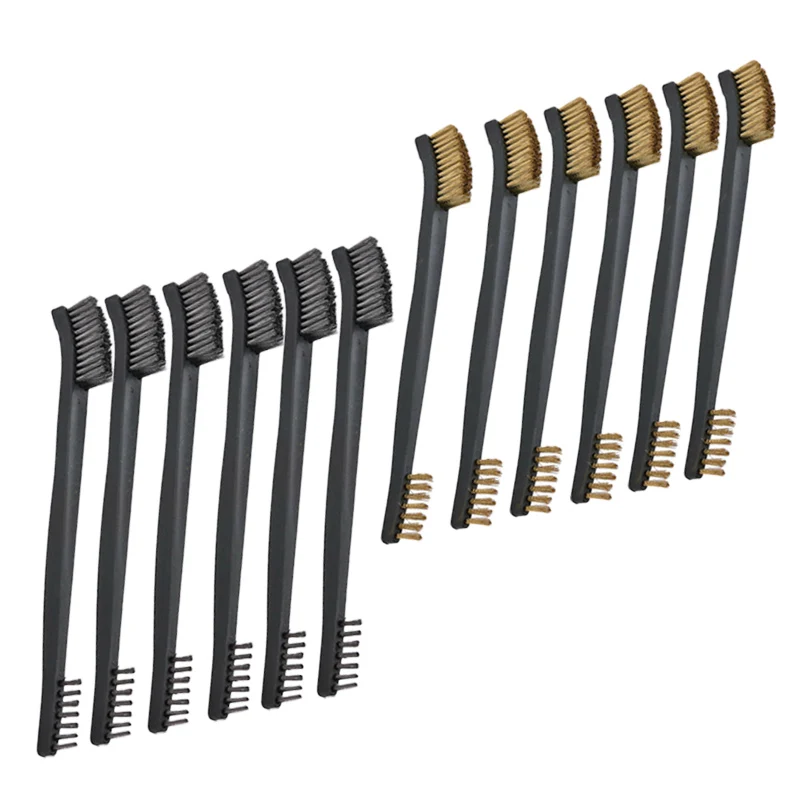 12pcs/set 7inch Wire Double-head Brush Mini Steel Brass Paint Rust Remover Removal Polishing Grinding