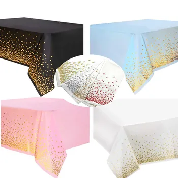 

Bronzing Polka Dots Disposable Tablecloth Birthday Party Rectangle Plastic Table Cloth Cover Wedding PVC Waterproof Tablecloths