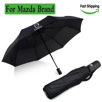 

Automatic Umbrella logo for mazda Men business umbrellas folding Parasol bumbershoot customize emblem for mazda 2 6 8 cx30 cx9