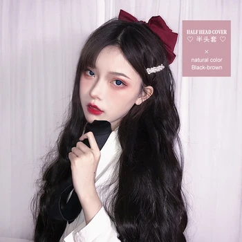 

AILIADE Long Wavy Culry U-Shaped Half Wig for Women Natural Female Long Black Brown Wigs Heat Resistant Synthetic Fake Hair