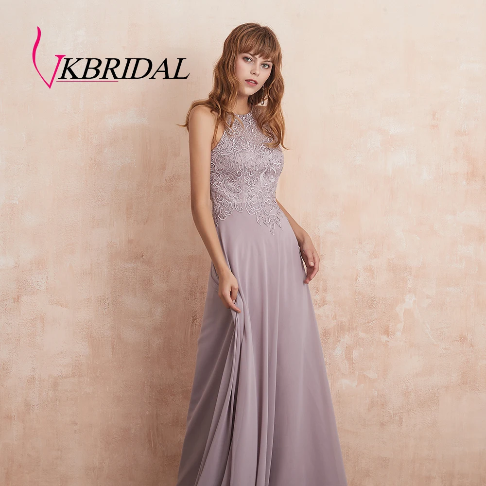 VKbridal шифоновое платье для подружки невесты длинное кружево с бисером кристалл свадебные праздничные платья иллюзия халат hond'honneur
