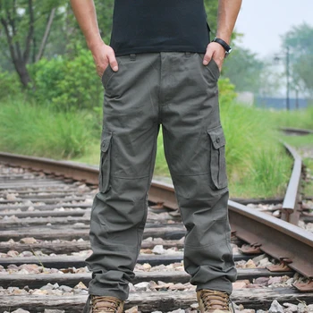 

Cotton Blends Trousers Pants Mid Waist Multi-pocket Outdoor Camouflage