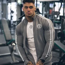 Стиль, весна и осень, облегающее пальто для фитнеса, мужская спортивная одежда на молнии, облегающий Кардиган со стоячим воротником и длинными рукавами