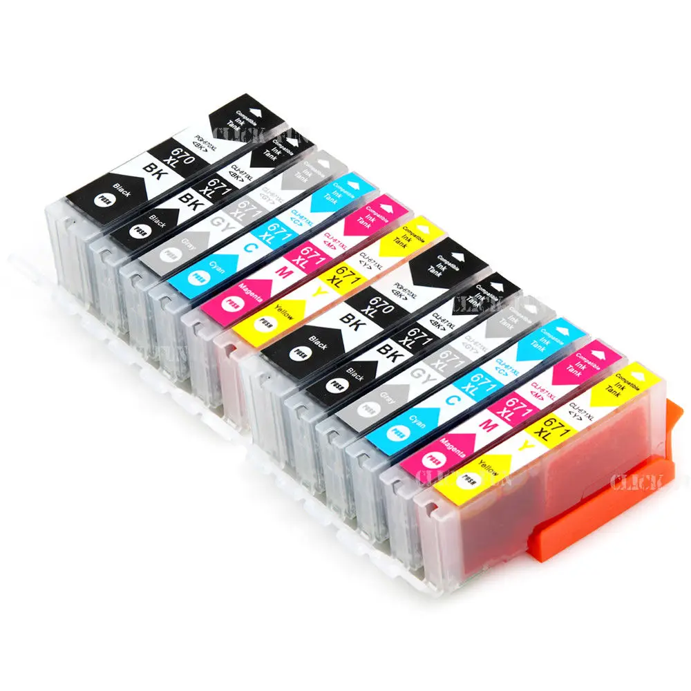 12PK PGI-670 CLI-671 совместимый чернильный картридж для принтера canon MG5760 MG5765 MG5766 MG6860 MG6865 MG6866 принтер