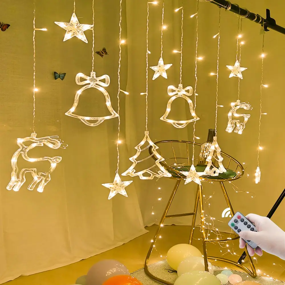 LED Christmas String Lights Garland Fairy Lights Star Lamp Outdoor Curtain Decor for Party Holiday Wedding New Year Decoration