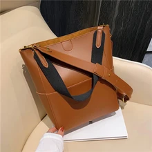 Burminsa, корейский стиль, широкий ремень, сумка-мешок для женщин, Ретро стиль, мягкая женская сумка на плечо, гладкая, из искусственной кожи, женские сумки-мессенджеры