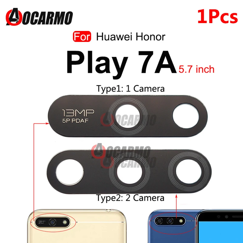 1Pcs For HUAWEI Honor Play 7 7A Back Camera Lens Glass With Sticker Replacement Repair Parts | Мобильные телефоны и