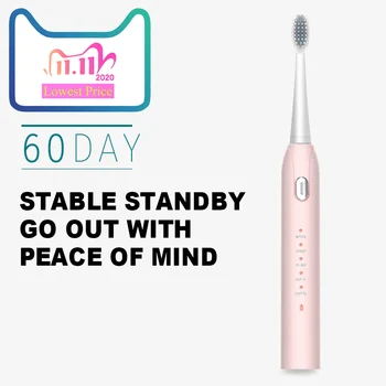 

S802 Electric Toothbrush Waterproof Rechargeable 5 Modes Automatic Sonic ToothBrush w/2 Brush Heads 360 Degree Clean Tooth