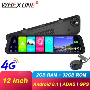 

WHEXUNE 4G IPS rear view mirror car camera Android 8.1 GPS Navigation 2GB RAM 32GB ROM ADAS FHD 1080P dash cam video recorder