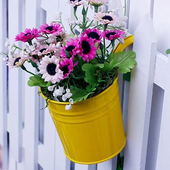 

2PCS Mini Multicolor Tin Flower Pot Tin bucket with hook Succulent iron basin flower tub Hook iron Bucket flower basket