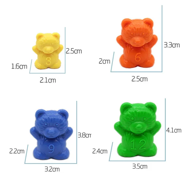 36/18/12/6 Pcs Weight Counting Bear Educational Toys Children Montessori Early Childhood Baby Kindergarten Color Classification 5