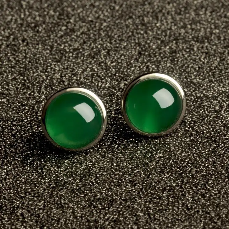 

Natural green chalcedony earrings in sterling silver agate earrings