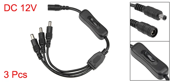 3 Ports (3 Pack) Uxcell 1/2/3 шт. встроенные перекидной переключатель вкл выкл отклонения в размерах на 1-2/3/4/5 Порты DC 12V с 5,5x2,1 мм DC разъем для мужчин и женщин Мощность кабель - Цвет: 3 Ports (3 Pack)