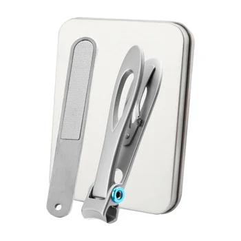 

2pcs Nail Clippers Set Stainless Steel Big Mounth Nail Trimmer Nail File Manicure Tools (Silver)