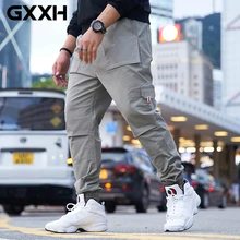 GXXH мужские серые штаны для бега, уличная одежда, негабаритные брюки-карго, осень, Мужские штаны с большими карманами, комбинезоны, мешковатые брюки, XXL-6XL