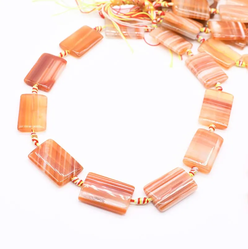 2 strands/lot Natural rectangle Agates smooth stone beads For DIY Necklace Jewelry Making Loose 15