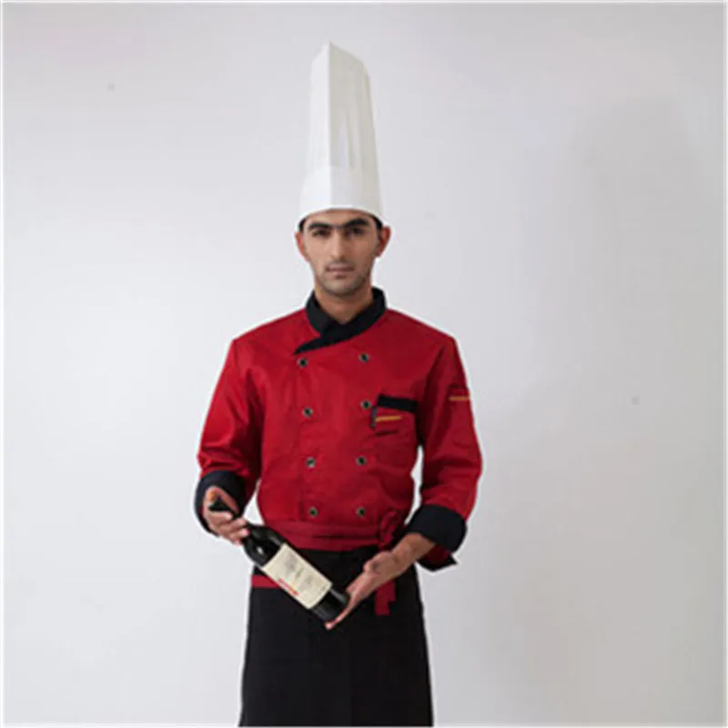 high quality long-sleeved men Chef service Hotel working wear Restaurant Double-breasted women Chef uniform cook jacket