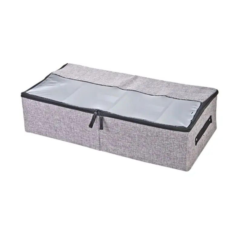 

Under Bed Shoes Storage Organizer with Transparent Skylight and Zippered Closure Adjustable Dividers