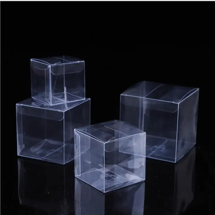 

10pcs Small Square PVC Box Transparent Plastic Box For Candy Cookie Storage Jewelry Packaging Box Mini Square Gift Boxes