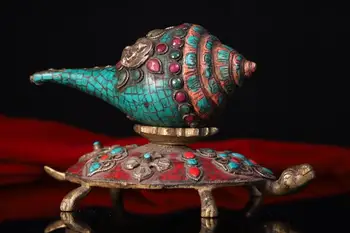 Buy Wedding Decoration Tibetan Monastery Collection Copper Tires Are Hand-tapped And Chiseled With Gems And Snails Turtle Statue