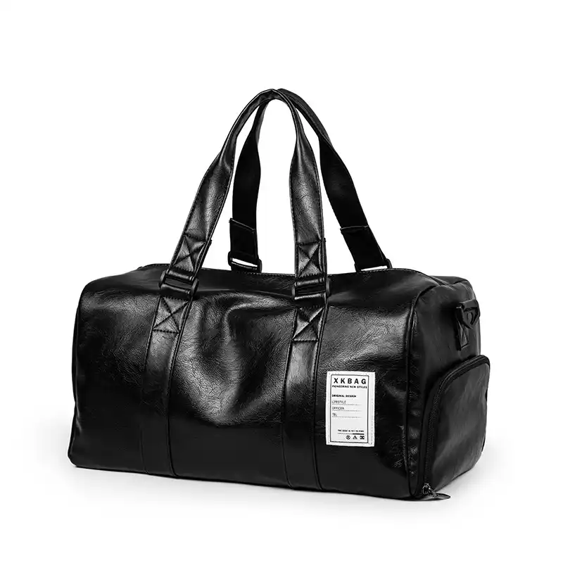 black leather duffle bag womens