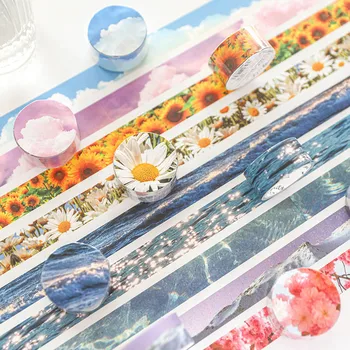 

1PC Cute Landscape Flowers Washi Tape Kawaii Sunflower Masking Tape Decor Tape For Sticker Scrapbooking Diary Stationery Tape