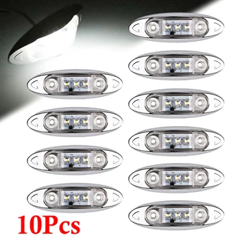 

10pcs/Set White Car Side Marker Lights Parts Clearance Trailer Lamps Bulbs Plating Plate 3LED Lights 25cm Power Lead