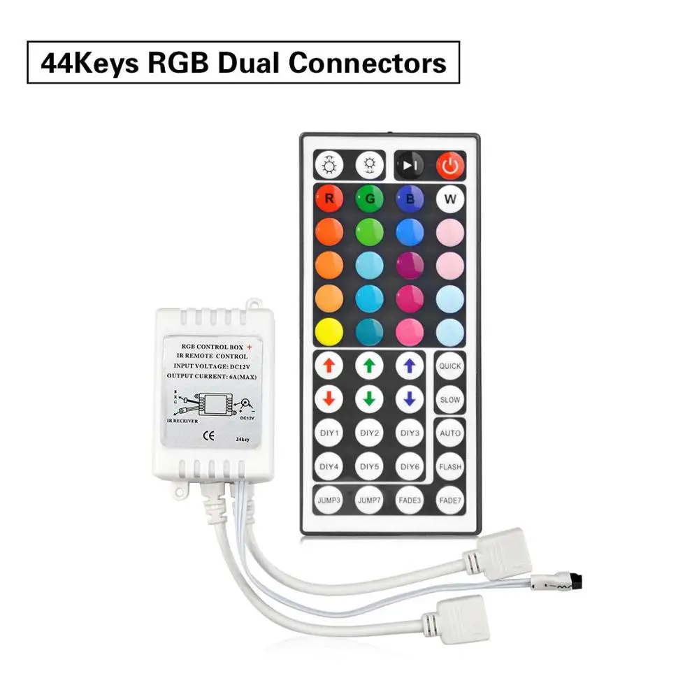 Светодиодный контроллер RGB контроллер 44 клавиши 24 клавиши беспроводной пульт дистанционного управления для светодиодной ленты 12 В - Цвет: 44Key Dual Connector