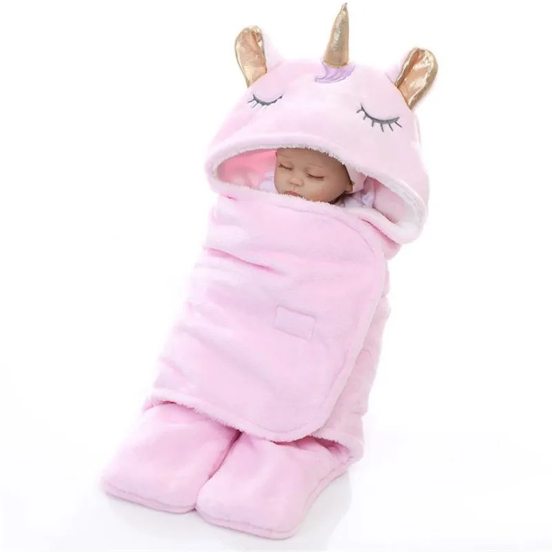 Animal Baby Swaddle Wrap 65*75cm Fleece Warm Muslin Blanket 4 Colors Hooded Soft for Newborn | Мать и ребенок