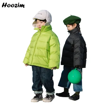 

Winter White Duck Down Jacket For Girls 3-9 Years New Green Minimalist Letter Outerwear Kids European Black Turtleneck Coat Boys
