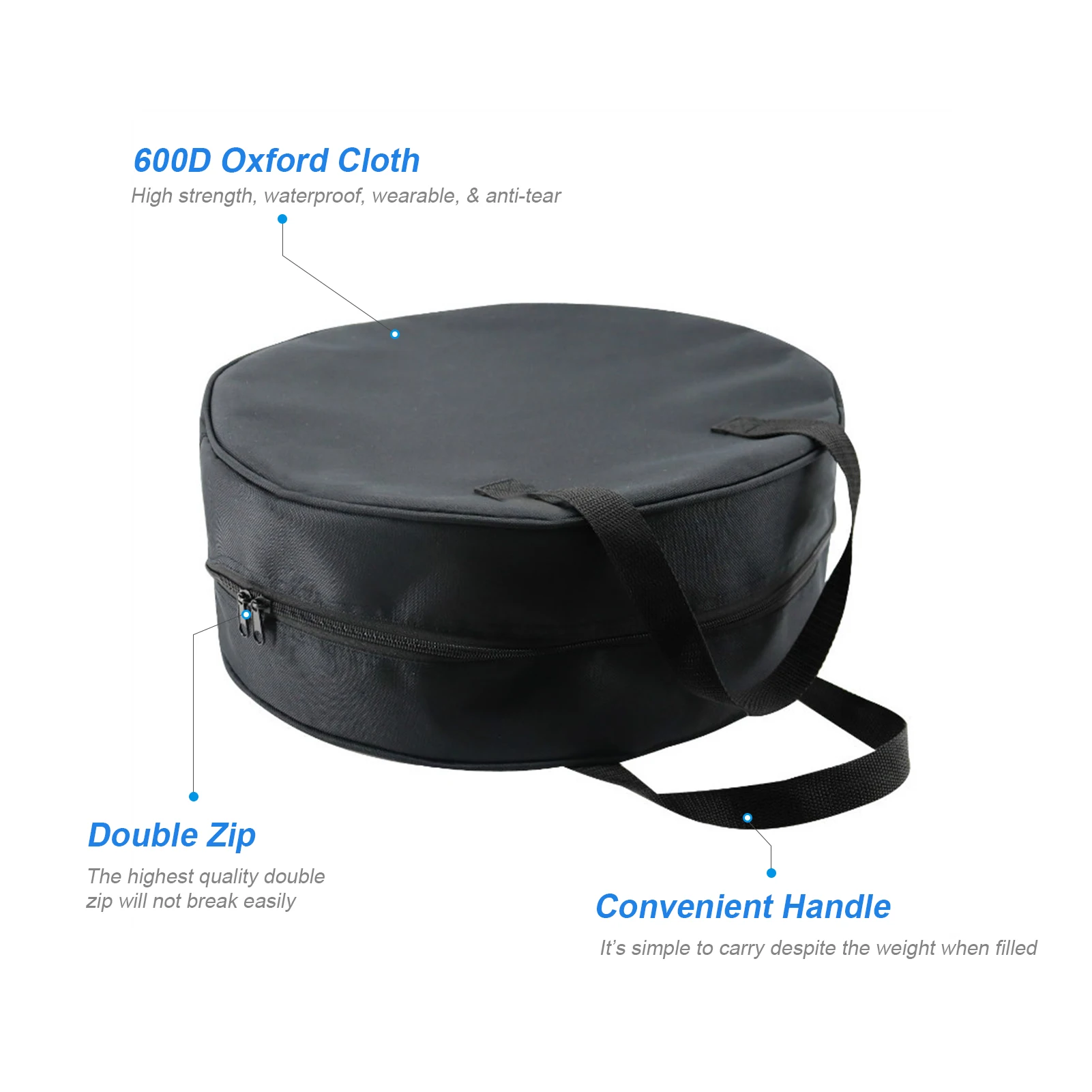 Borsa per il trasporto di cavi da 16 pollici con maniglia per il trasporto Borsa per il trasporto di tubi dell'acqua rotondi con doppia cerniera per attrezzatura da giardinaggio Tessuto Oxford_voghion.com