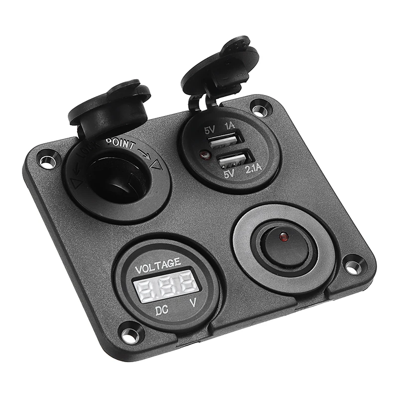 DC 12V-24V 2.1A двойной USB зарядное устройство переключатель вольтметра панель