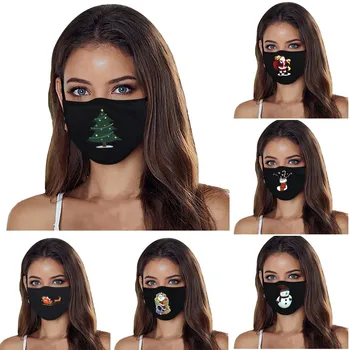 

1Pcs Adults Fashion Christmas Printed Face Mask Casual Outdoor Washable Reuseble Mouth Mask mascarilla reutilizable masque