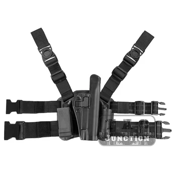 

Tactical Level 2 Serpa Right Hand Drop Leg Thigh Quick Draw Pistol Holster For Colt 1911 M1911 with Magazine & Flashlight Pouch
