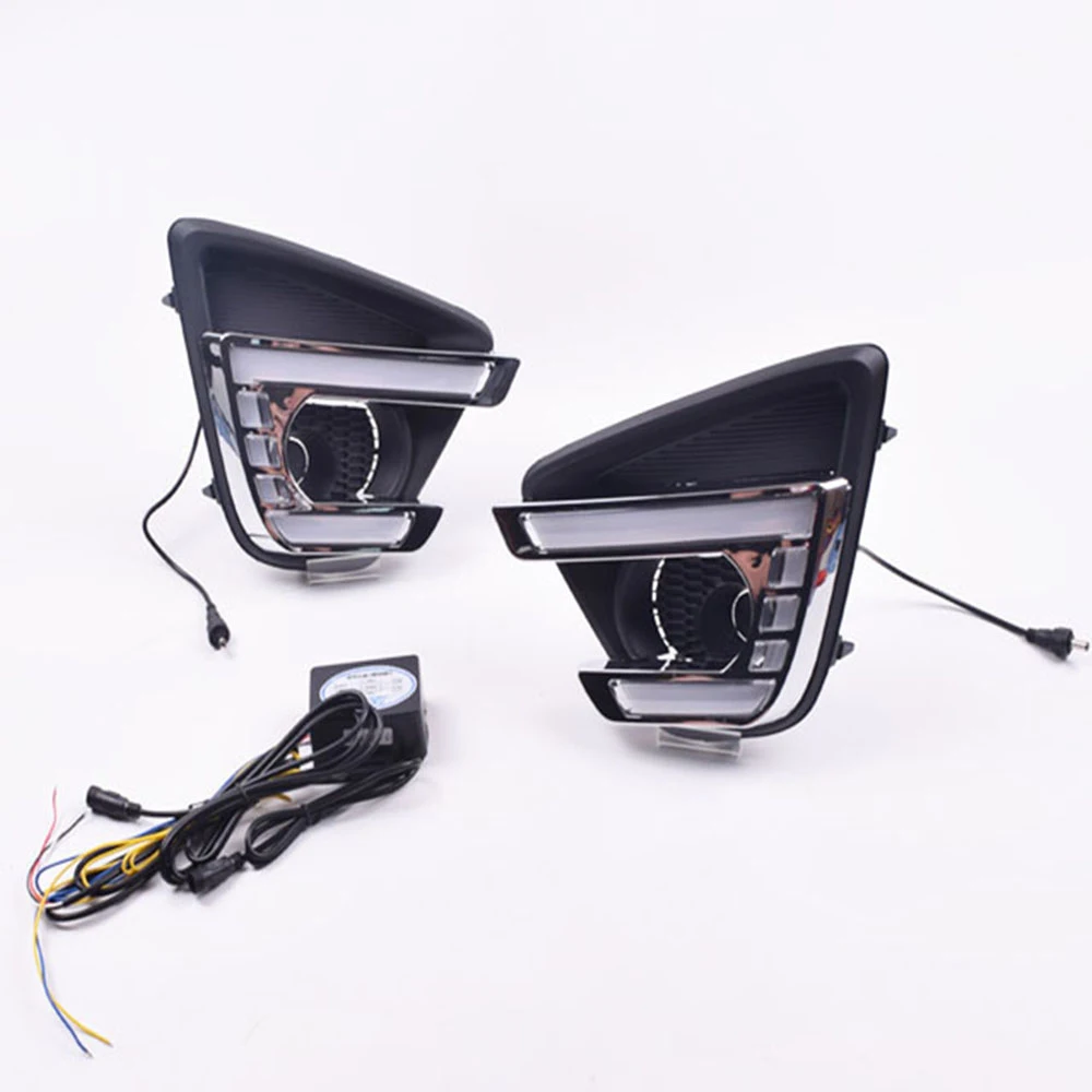 1 пара светодиодный для Mazda CX-5 cx5 2012 2013 светодиодный drl Дневной светильник переднего бампера сигнальные желтый 12В противотуманный фонарь