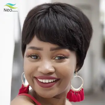 

Cheap Wigs Human Hair Wigs with Bangs More Choice Pixie Cut Short Wigs for Black Women Remy Malaysian Hair Free Shipping