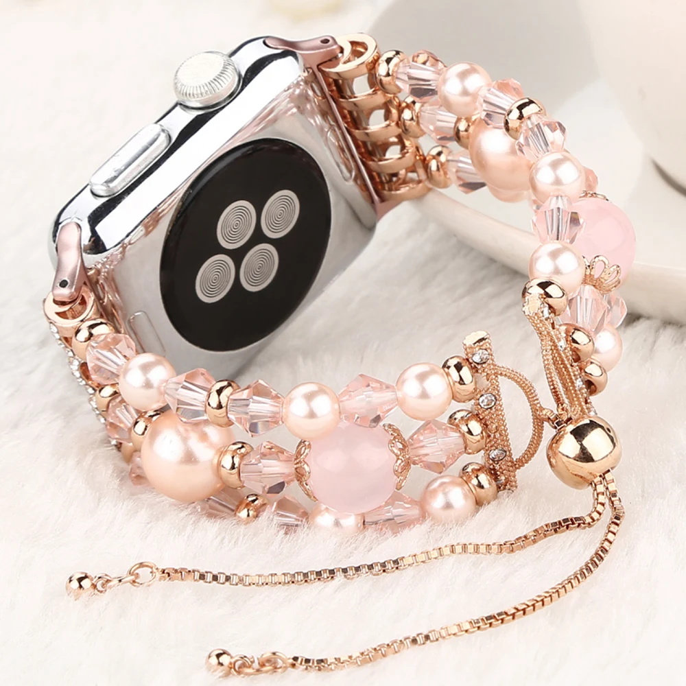 Ремешок для женских часов Apple Watch браслет с искусственным жемчугом iWatch Series 4 3 2 1 38