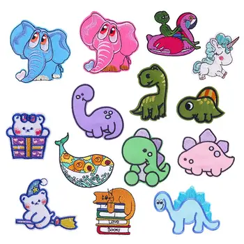 

Cartoon Small Animal Patches Stickers Cute Dinosaur Unicorn Patch Iron On Patches For Clothing Cloth Childs T-shirt Fabric Decro