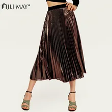 JLI может плотная плиссированная юбка женская винтажная тонкая высокая талия яркая пляжная до середины икры Свободная Повседневная Уличная Зимняя юбка