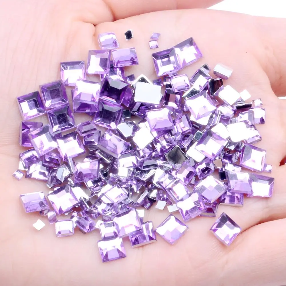 07 light purple Стразы для ногтей с плоской задней поверхностью, каменные квадратные 4 мм 2 г 90 шт. для рукоделия, скрапбукинга, поделок, одежды, украшения для ногтей - Цвет: 07 light purple