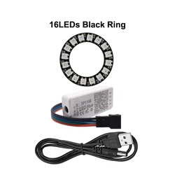 USB-Powered RGB LED Pixel Ring with SP110E Controller (16LEDs Black Kit)