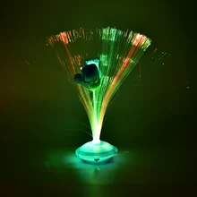 1Pc Colorful Decoration LED Optical Fiber Lamp Flower Rose Vase Blossom Night Light