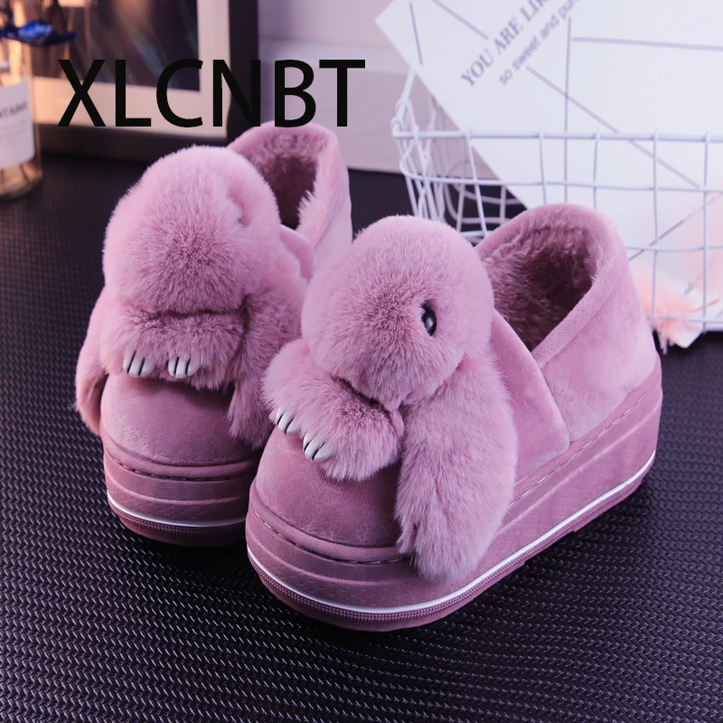 Женские шлепанцы на скрытом каблуке теплая зимняя обувь женские домашние