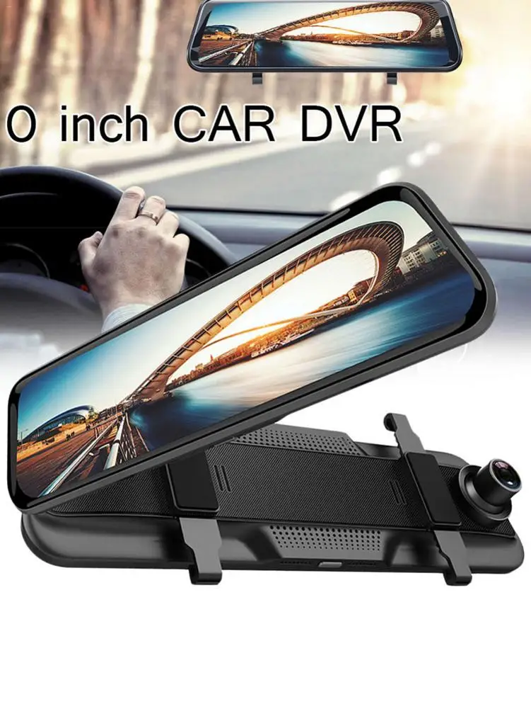 1080p HD камера ночного видения 10 дюймов сенсорный экран для вождения рекордер передняя задняя двойная запись зеркало заднего вида рекордер USB/HDMI