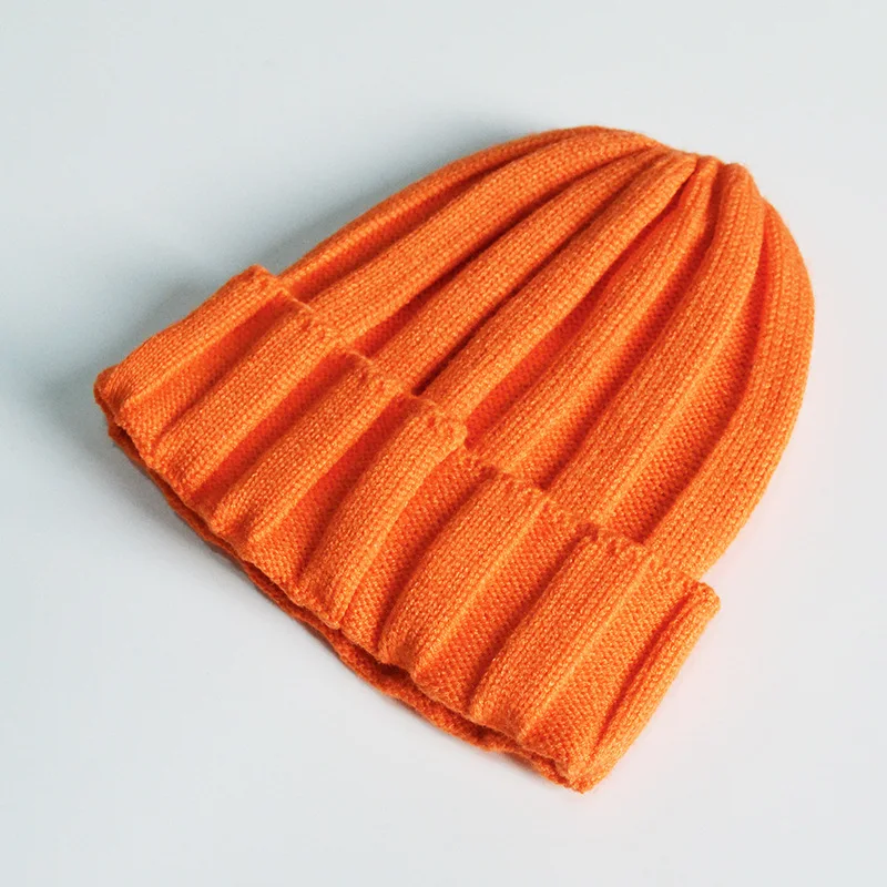 Вязаные шапки и шапочки унисекс для детей, зимние теплые мягкие однотонные шапочки, шапки для мальчиков и девочек, детские милые шапки - Цвет: orange