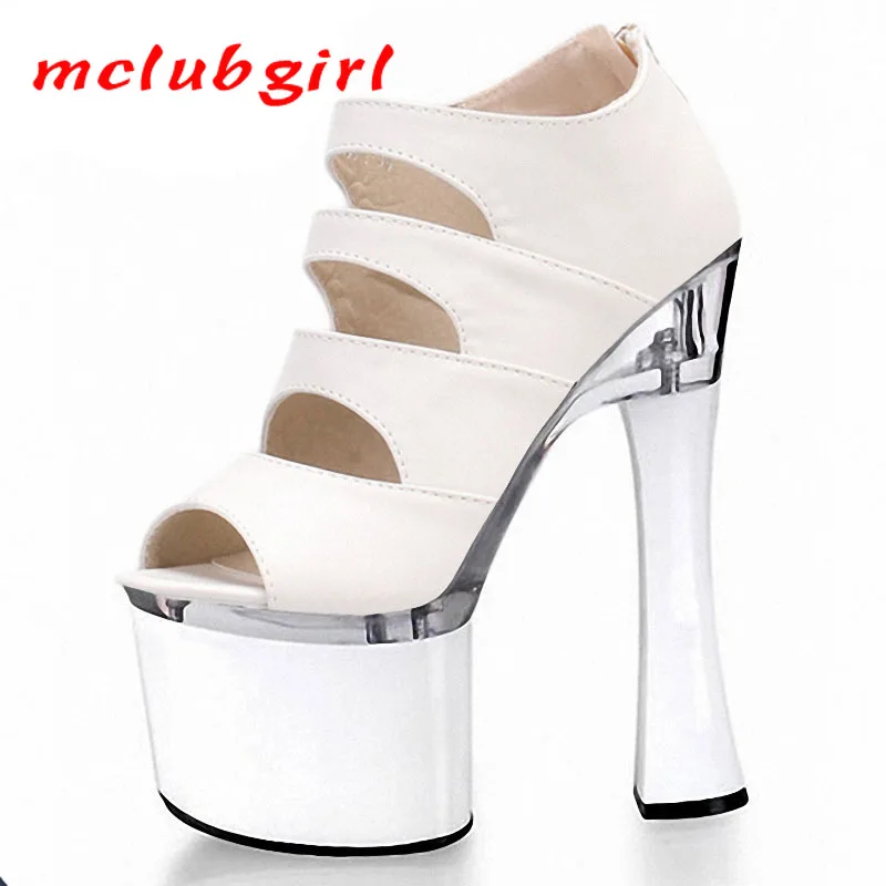 Mclubgirl 18 см очень высокие каблуки на платформе Sandsls черные белые сексуальные