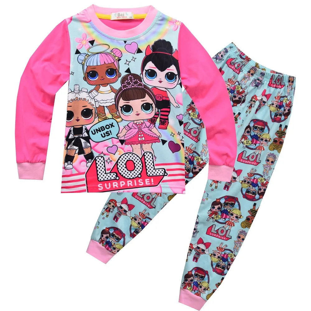 

New Surprise Cartoon Girl Pajamas Set Children's Doll Long-sleeved Home Service Two-Piece Sleepwear