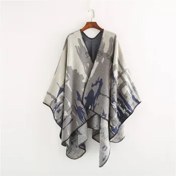 

2020 autumn and winter new European and American style fashion camouflage cashmere jacquard lengthened shawl scarf women